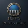 Jeff's Pools Plus logo — circular emblem with a sparkling pool