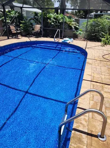 Close-up of crystal-clear swimming pool water after professional service in Lakeland